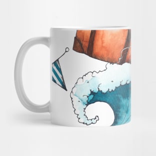 Waves Flags Shells Nautical Pattern Mug